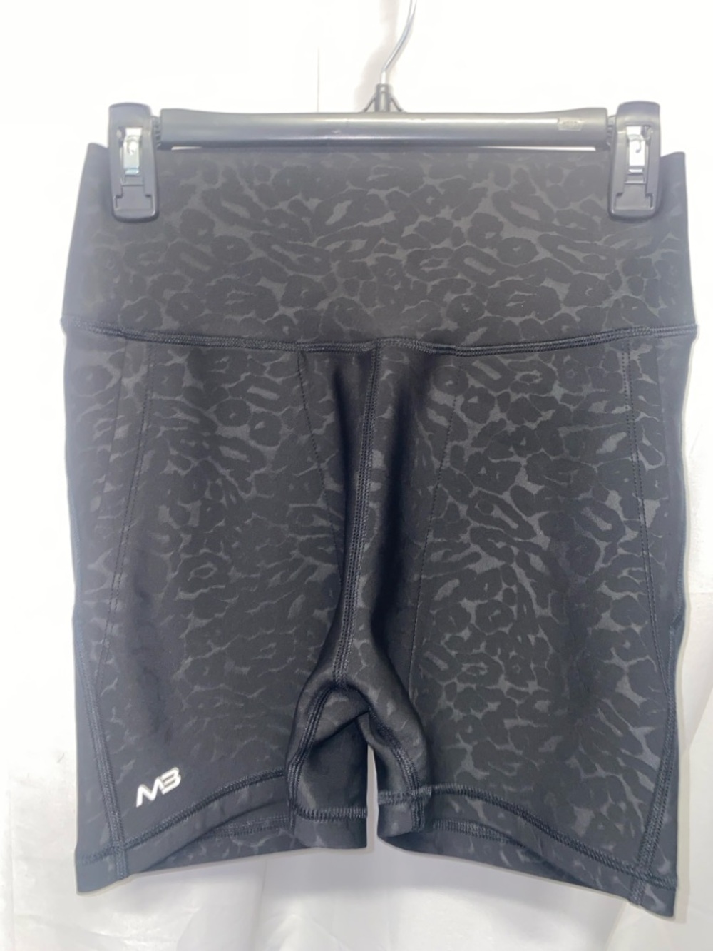 MB Black Leopard Print Biker Shorts